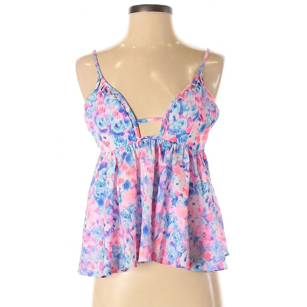 Millau Twee Coquette Pink & Blue Floral Watercolor Tank Top - Summery / Vacation